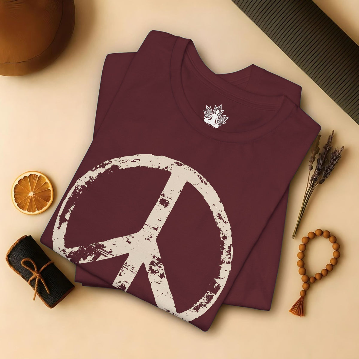 Vintage Peace Symbol Light Print Tee