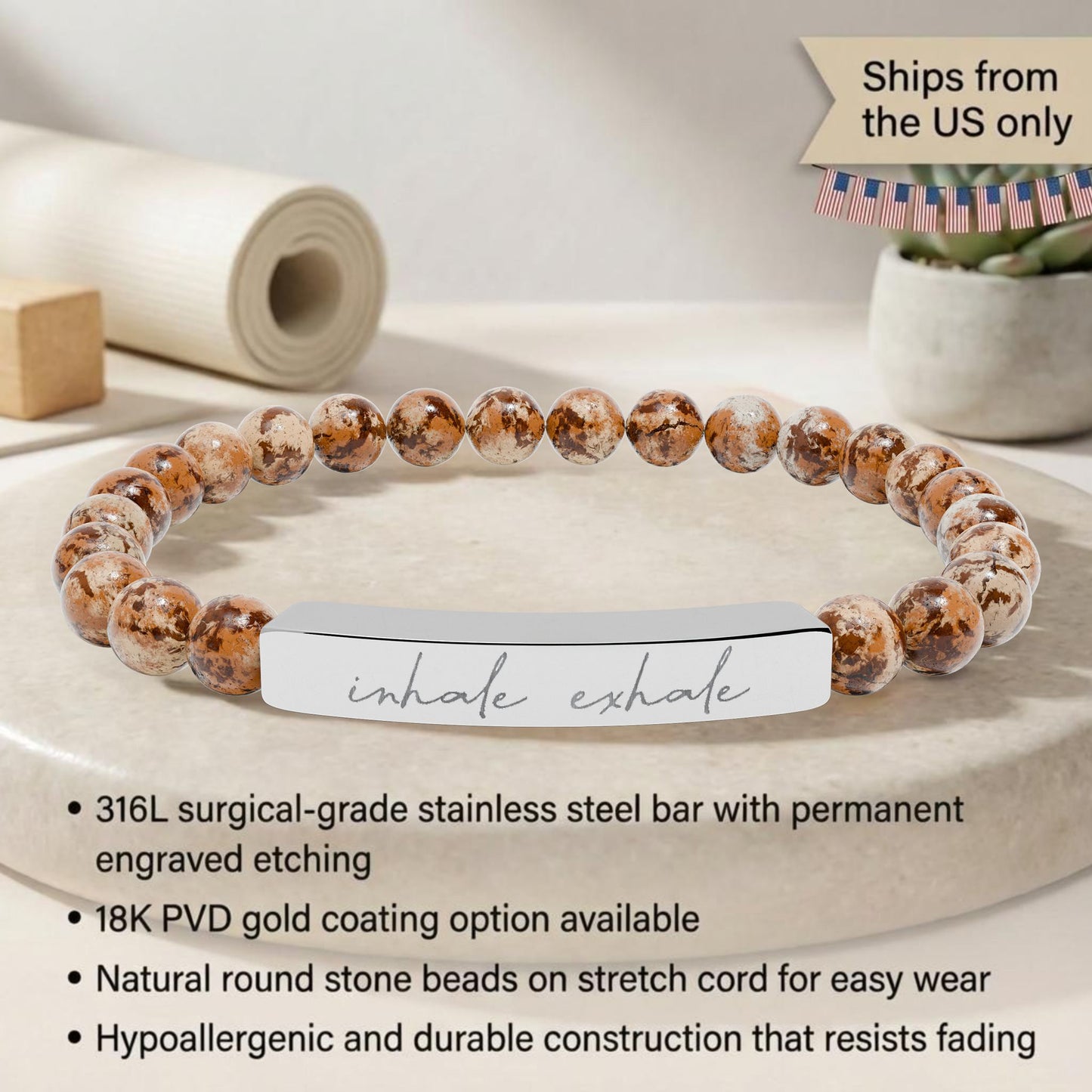 Inhale Exhale - Natural Stone Bead Energy Bracelet
