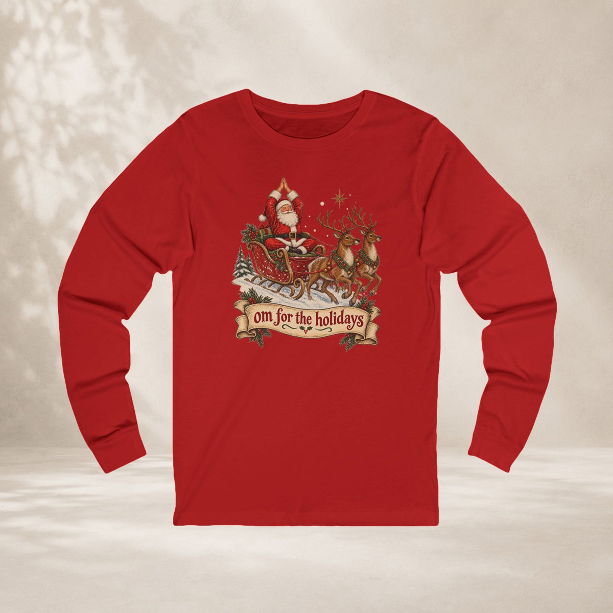 Om For The Holidays Santa Long Sleeve Tee