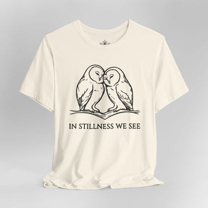 In Stillness We See – Heart Owl Meditation Tee