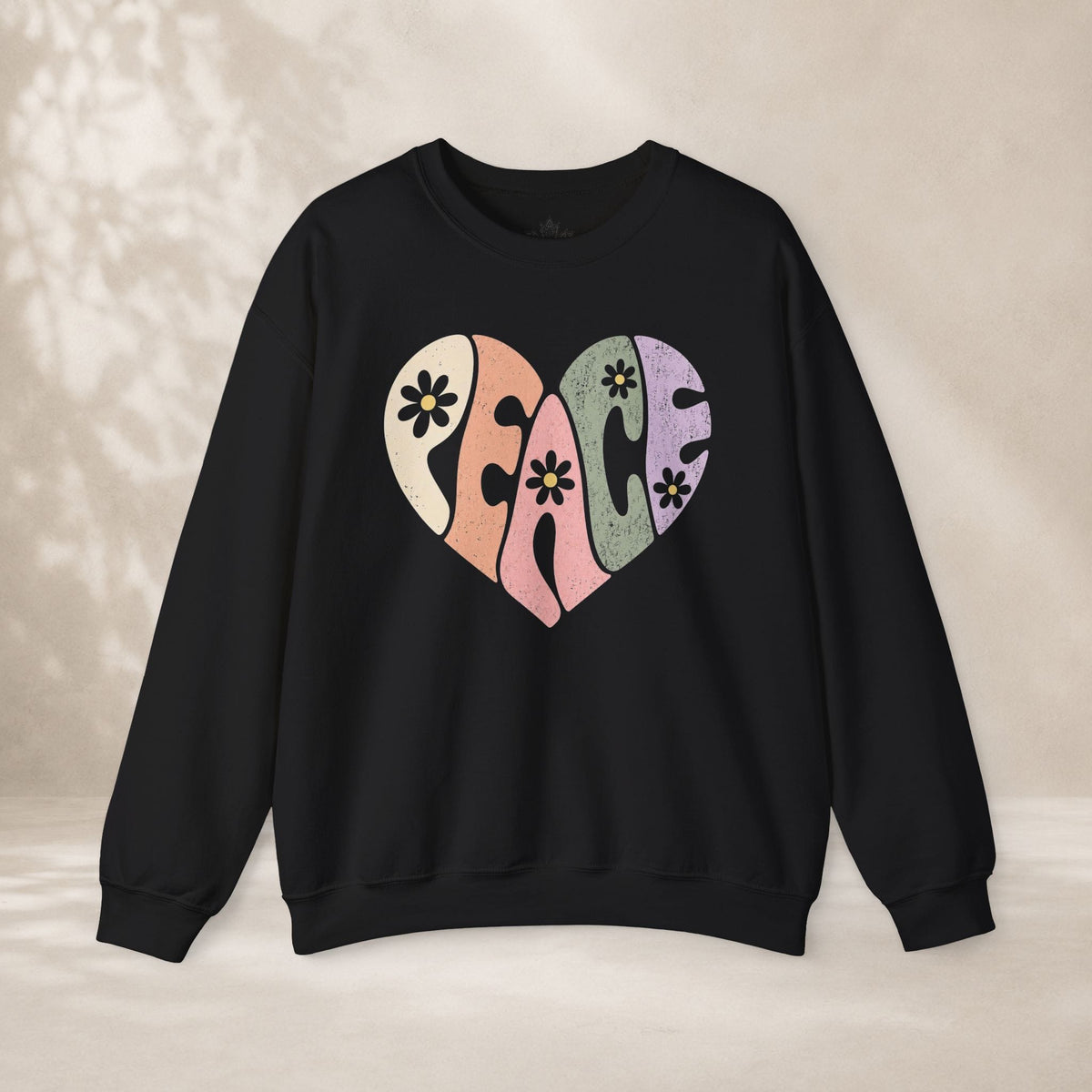 Printify Sweatshirt Retro Peace Heart Sweatshirt Retro Peace Heart Sweatshirt