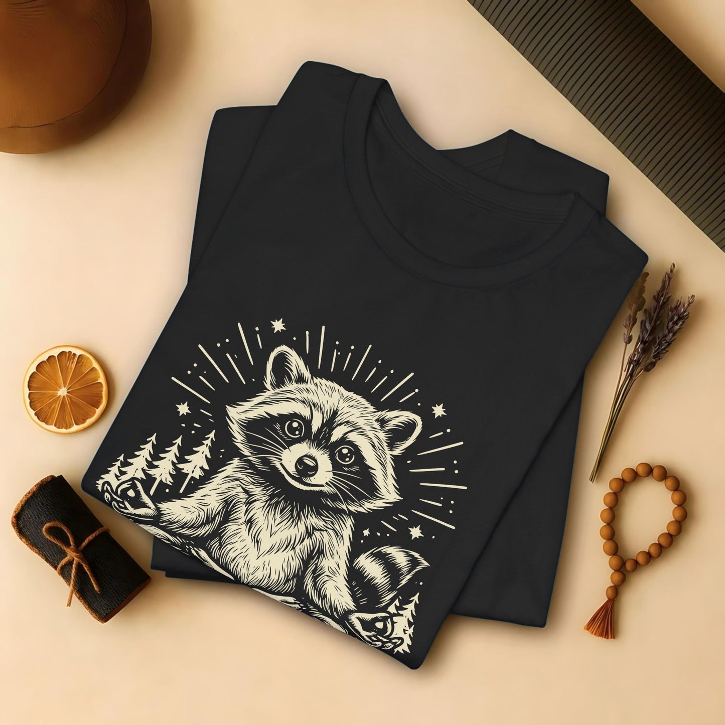 Cute Meditating Raccoon – Animal Spirit Tee