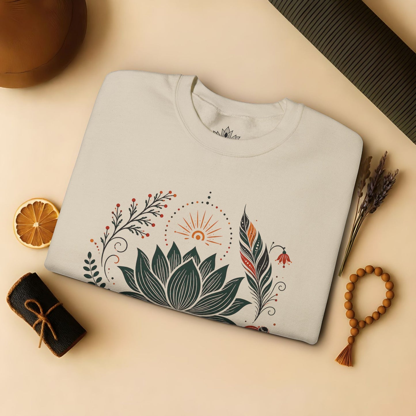 Boho Lotus & Feathers Sweatshirt