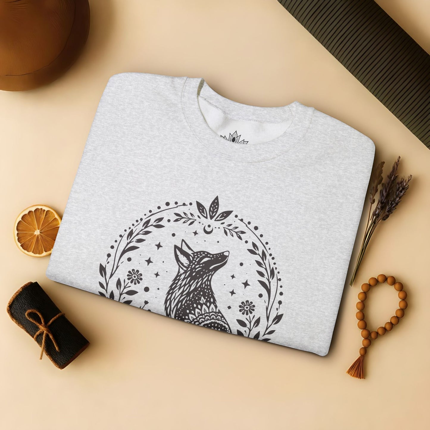 Boho Mandala Fox Linocut Sweatshirt