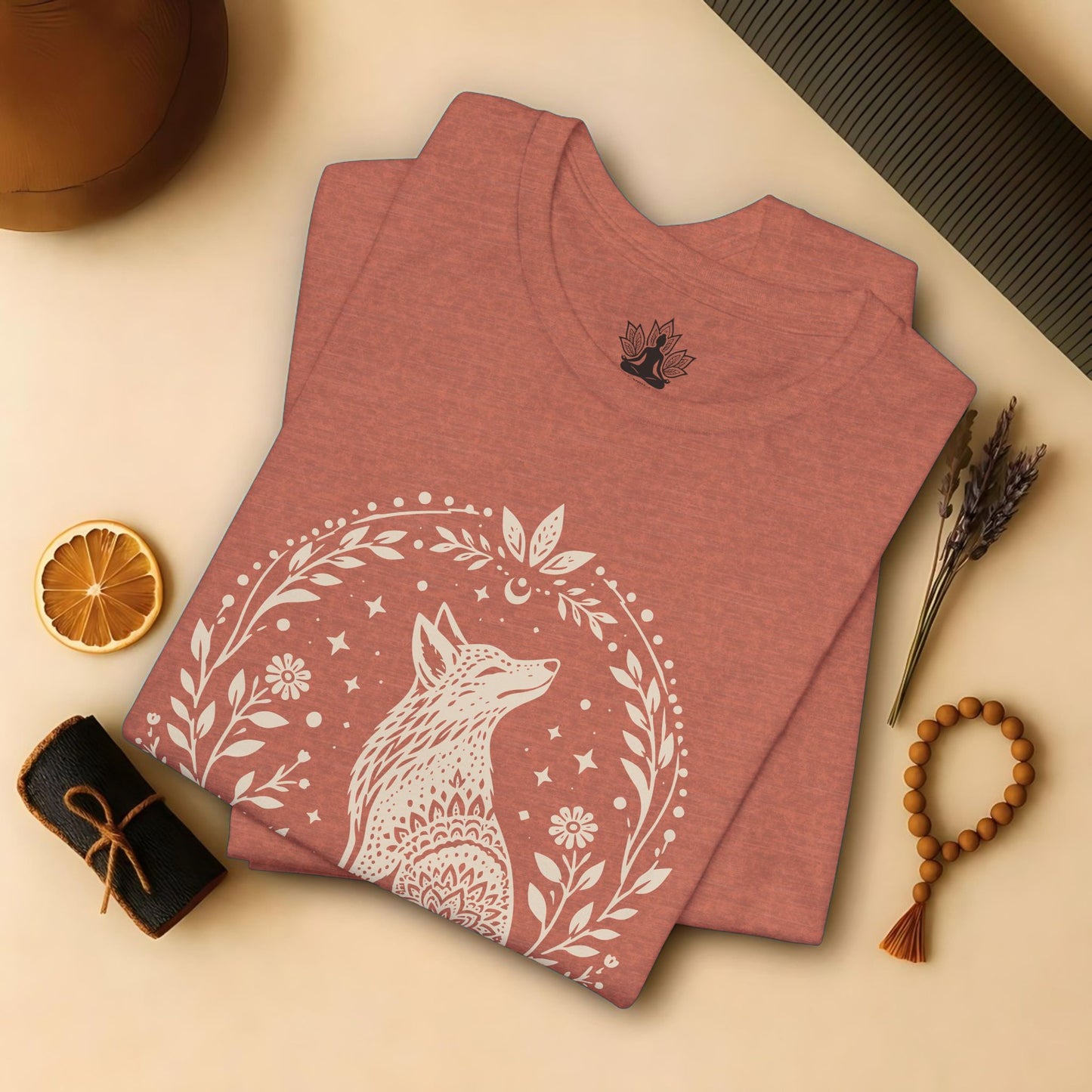 Boho Mandala Fox Linocut Tee