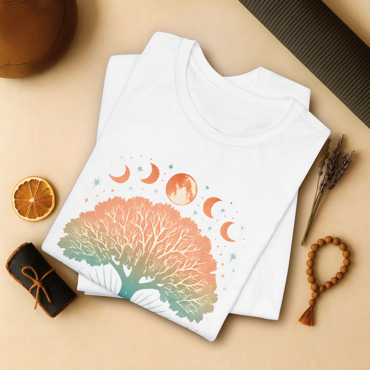 Mystic Roots Rising - Pastel Lunar Mandala Tee