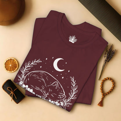 Sleeping Cat -  Moon Meditation Yoga Tee