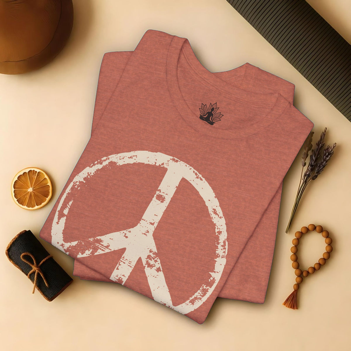 Vintage Peace Symbol Light Print Tee