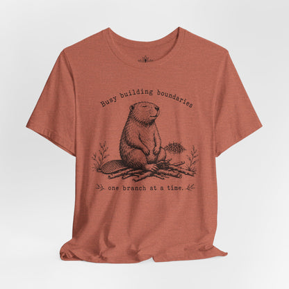 Busy Building Boundaries Beaver Tee
