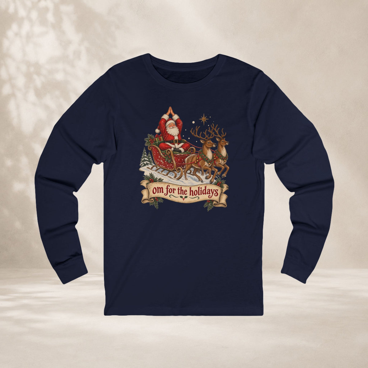 Om For The Holidays Santa Long Sleeve Tee