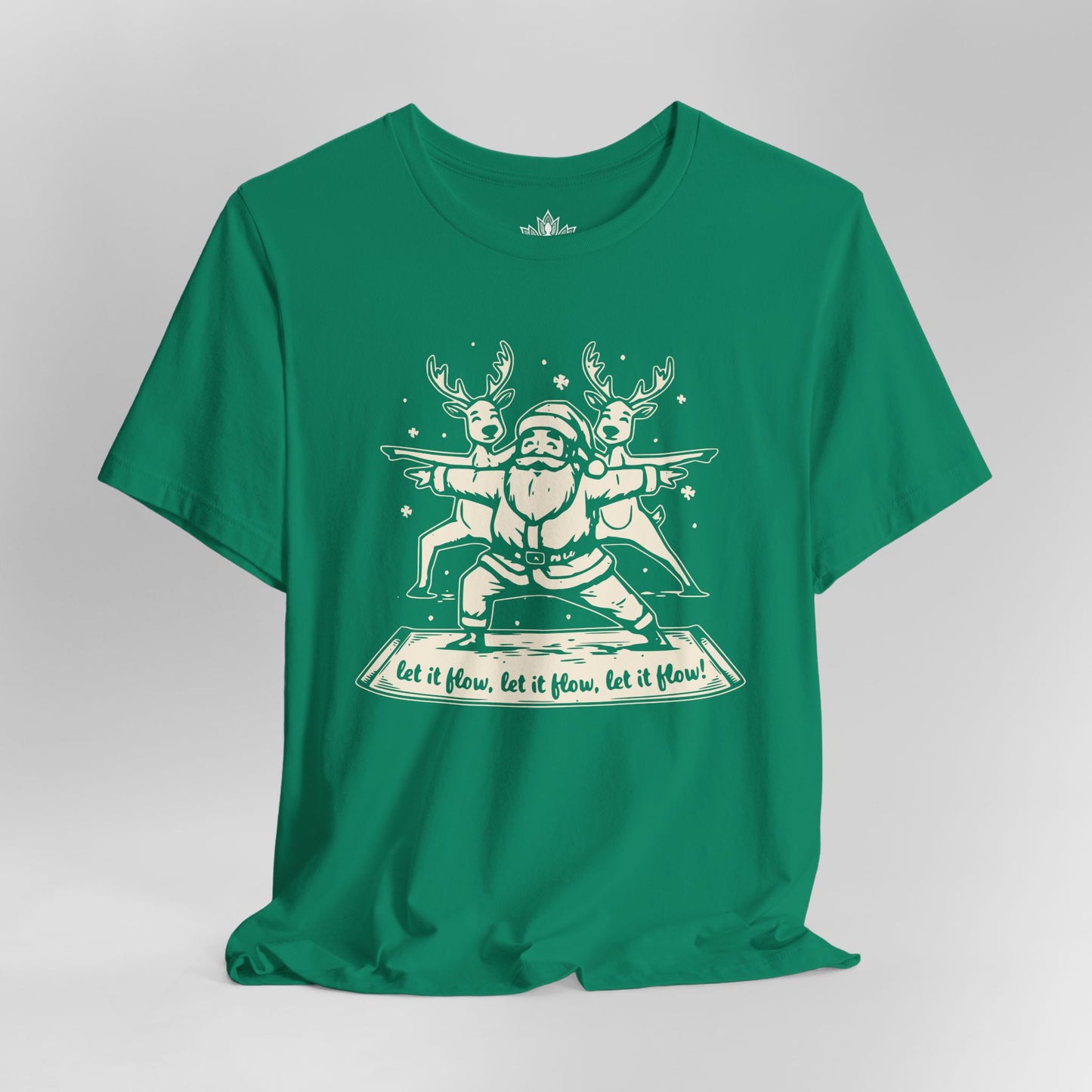 Let It Flow Santa Reindeers Warrior Pose – Christmas Funny Yoga Tee