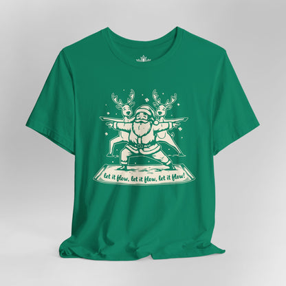 Let It Flow Santa Reindeers Warrior Pose – Christmas Funny Yoga Tee