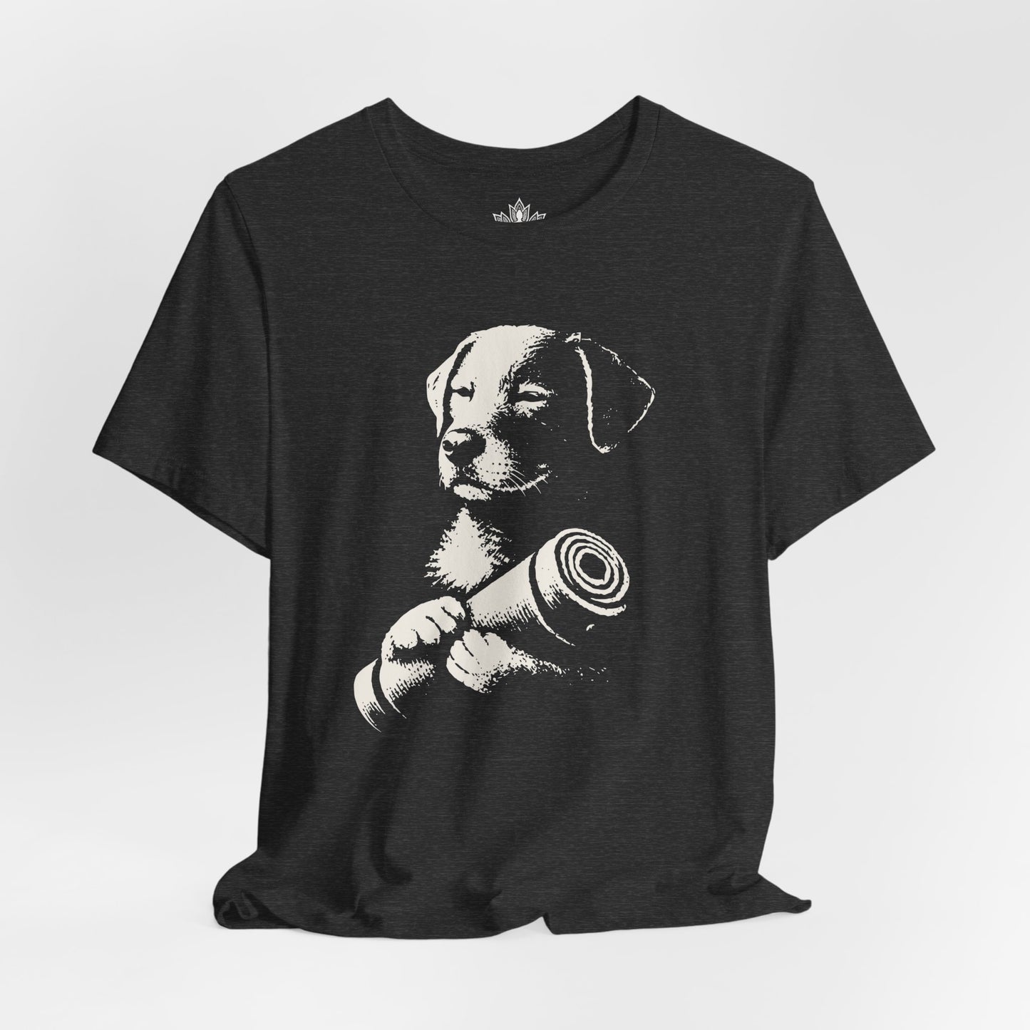 Mindful Dog Shadow Art – Monochrome Yoga Tee