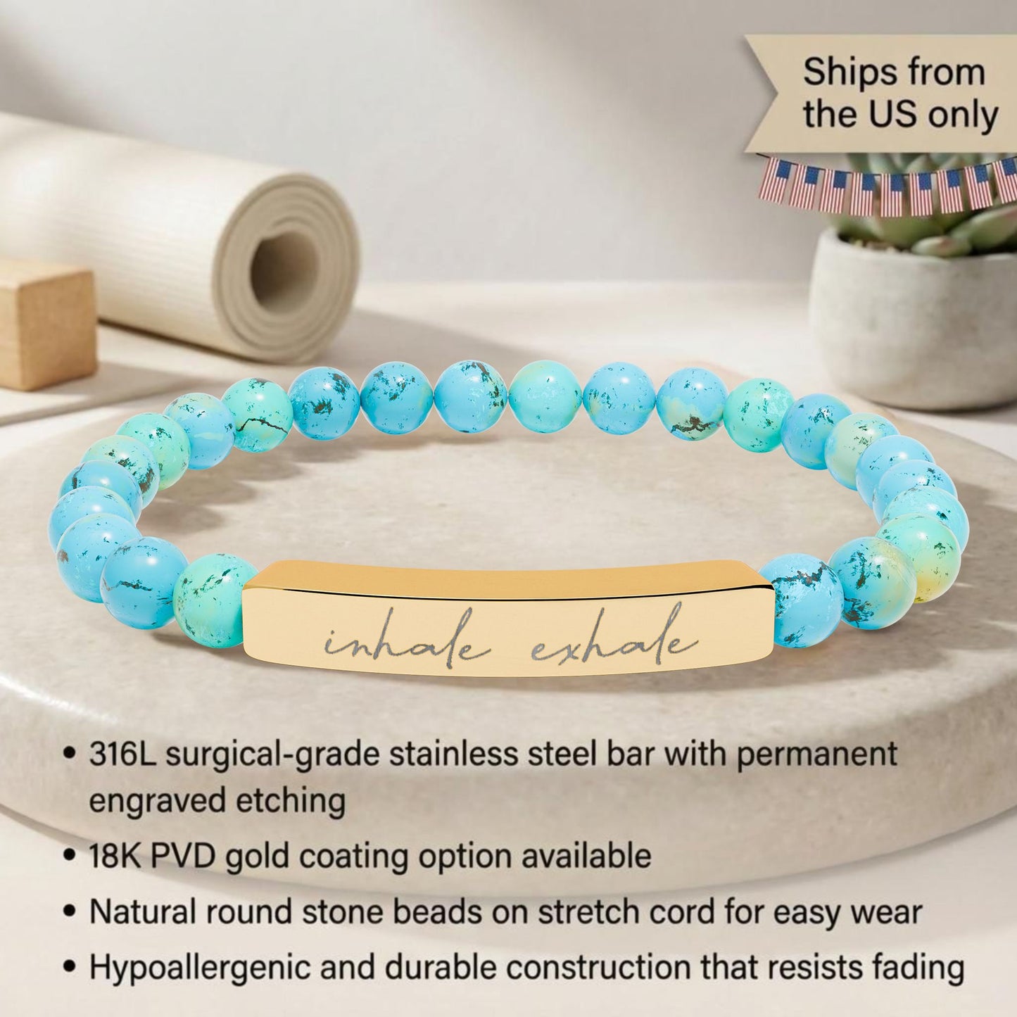 Inhale Exhale - Natural Stone Bead Energy Bracelet