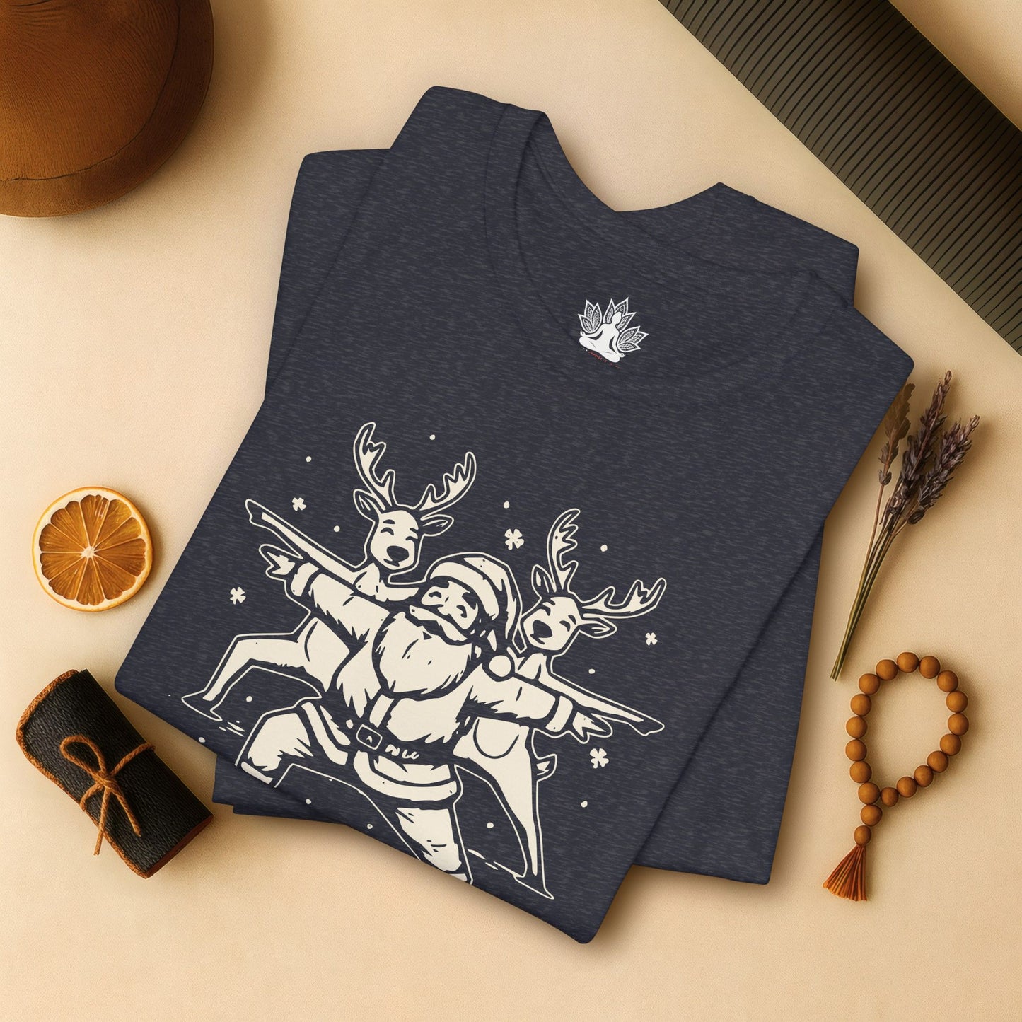 Let It Flow Santa Reindeers Warrior Pose – Christmas Funny Yoga Tee