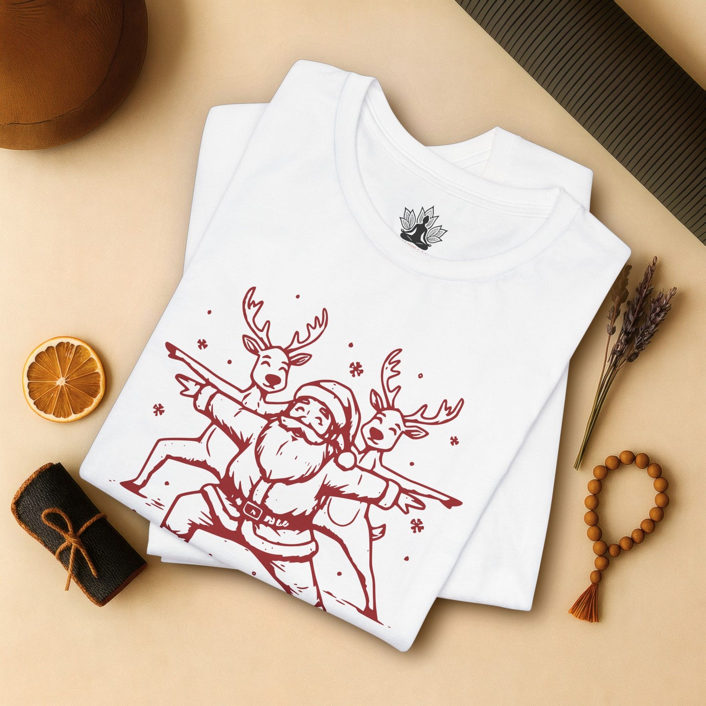 Let It Flow Santa Reindeers Warrior Pose – Christmas Funny Yoga Tee