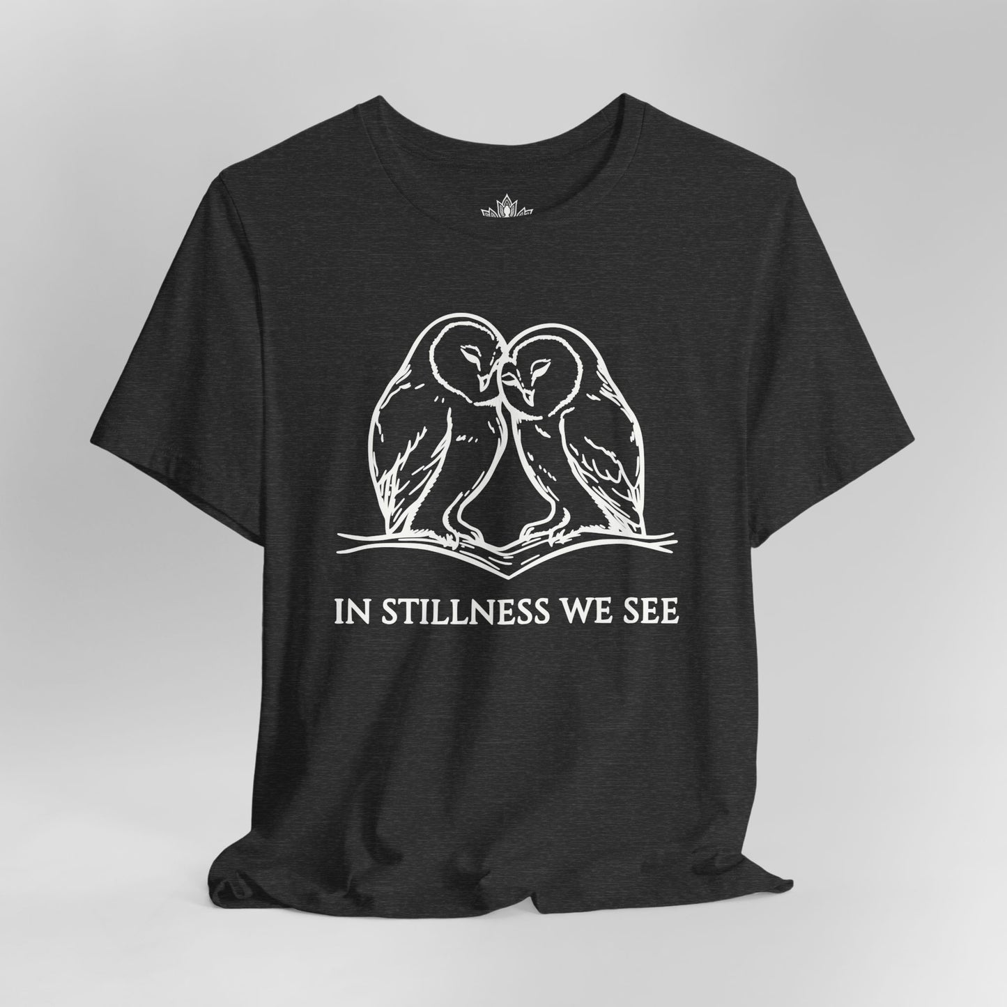 In Stillness We See – Heart Owl Meditation Tee