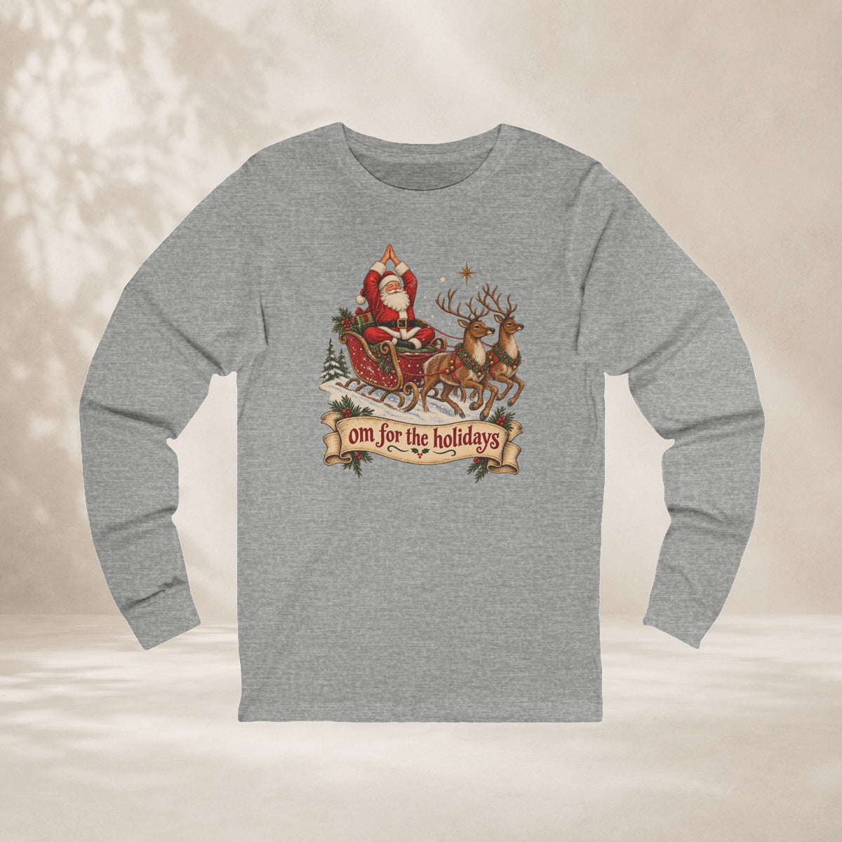 Om For The Holidays Santa Long Sleeve Tee