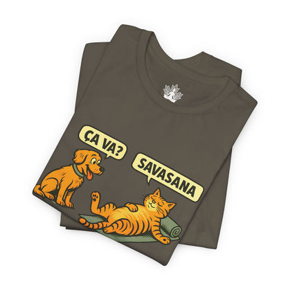 Ça Va French Savasana – Funny Pets Yoga Men Tee