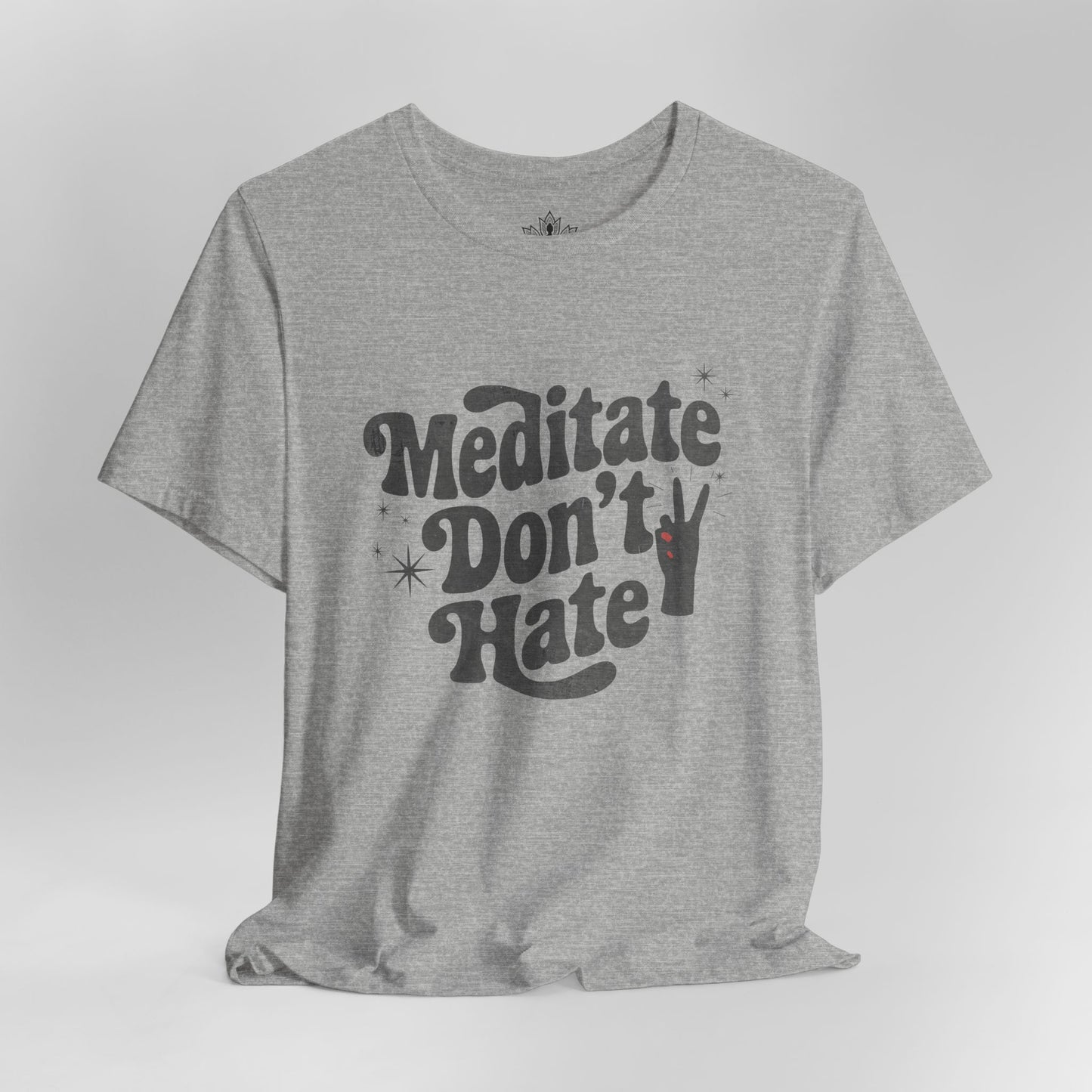 Meditate Don’t Hate – Retro Peace Yoga Tee