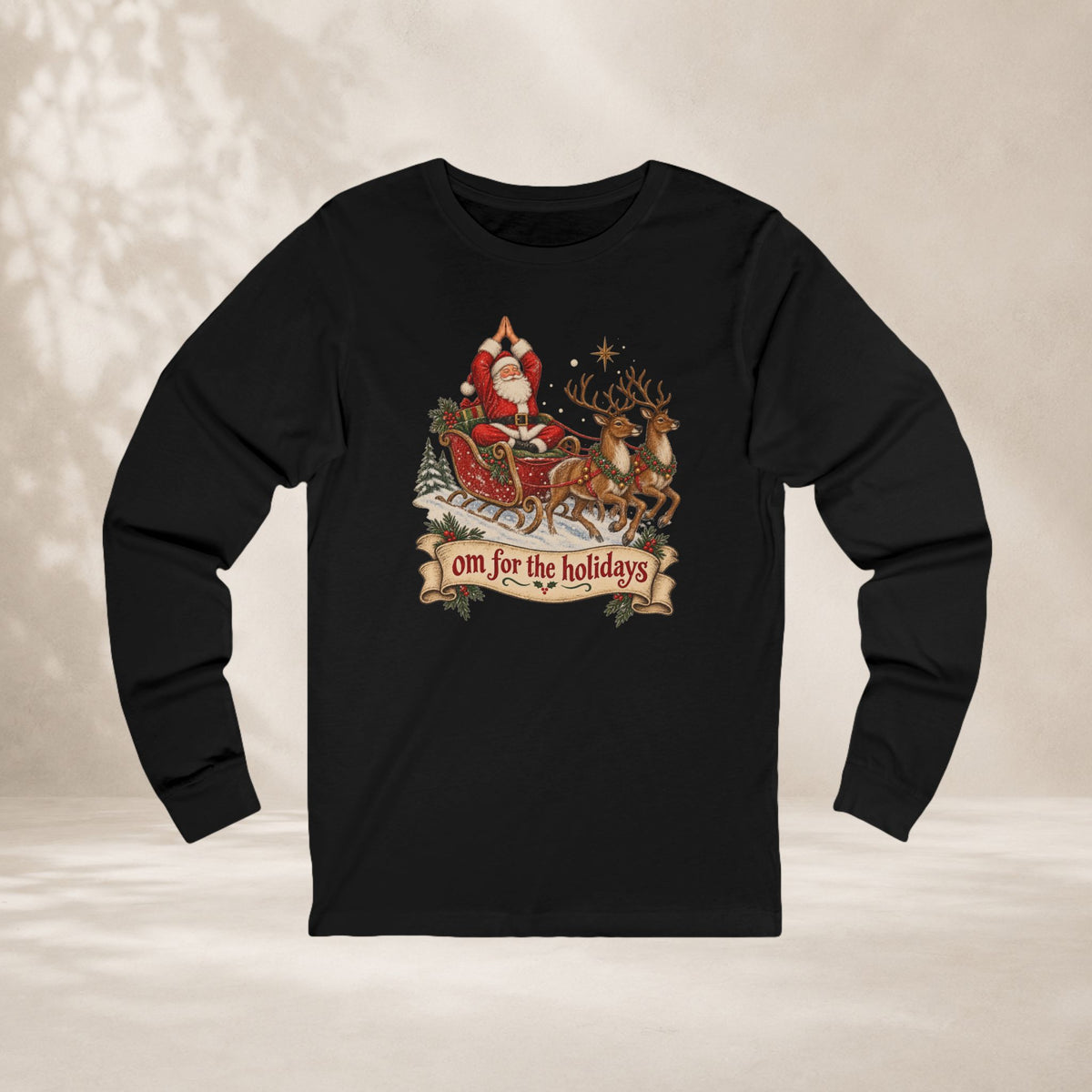 Om For The Holidays Santa Long Sleeve Tee