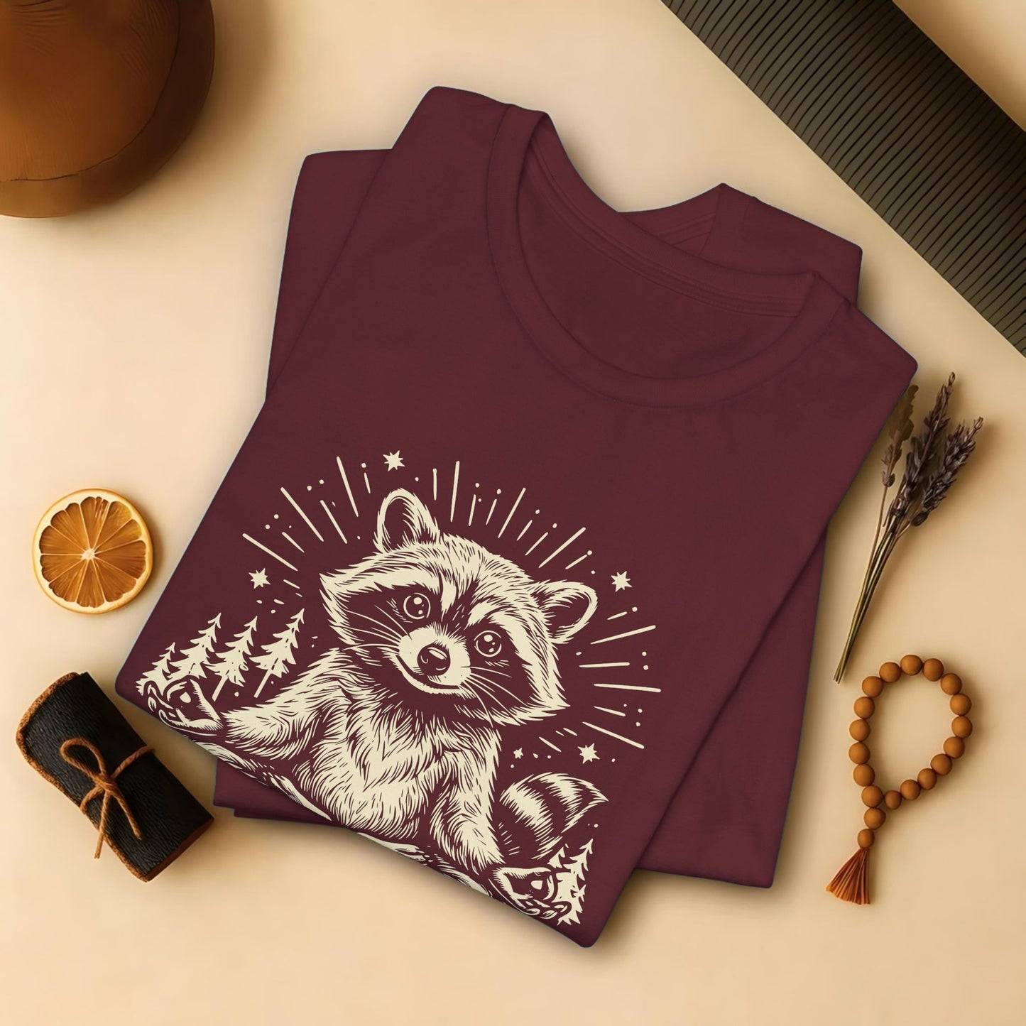 Cute Meditating Raccoon – Animal Spirit Tee