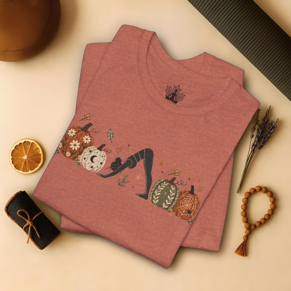 Boho Downward Dog Pumpkin Tee