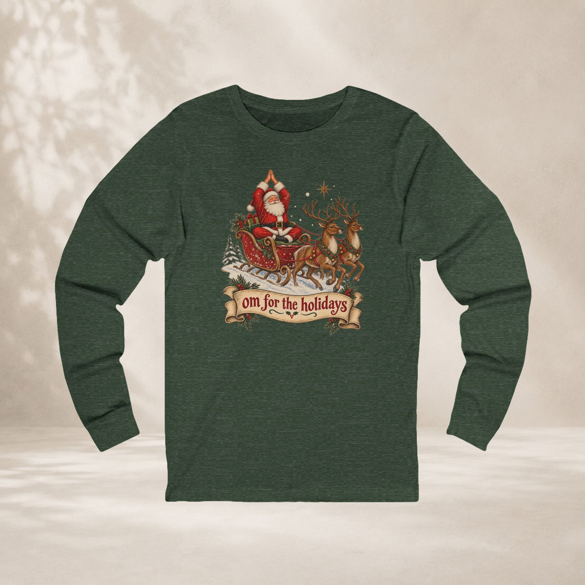 Om For The Holidays Santa Long Sleeve Tee