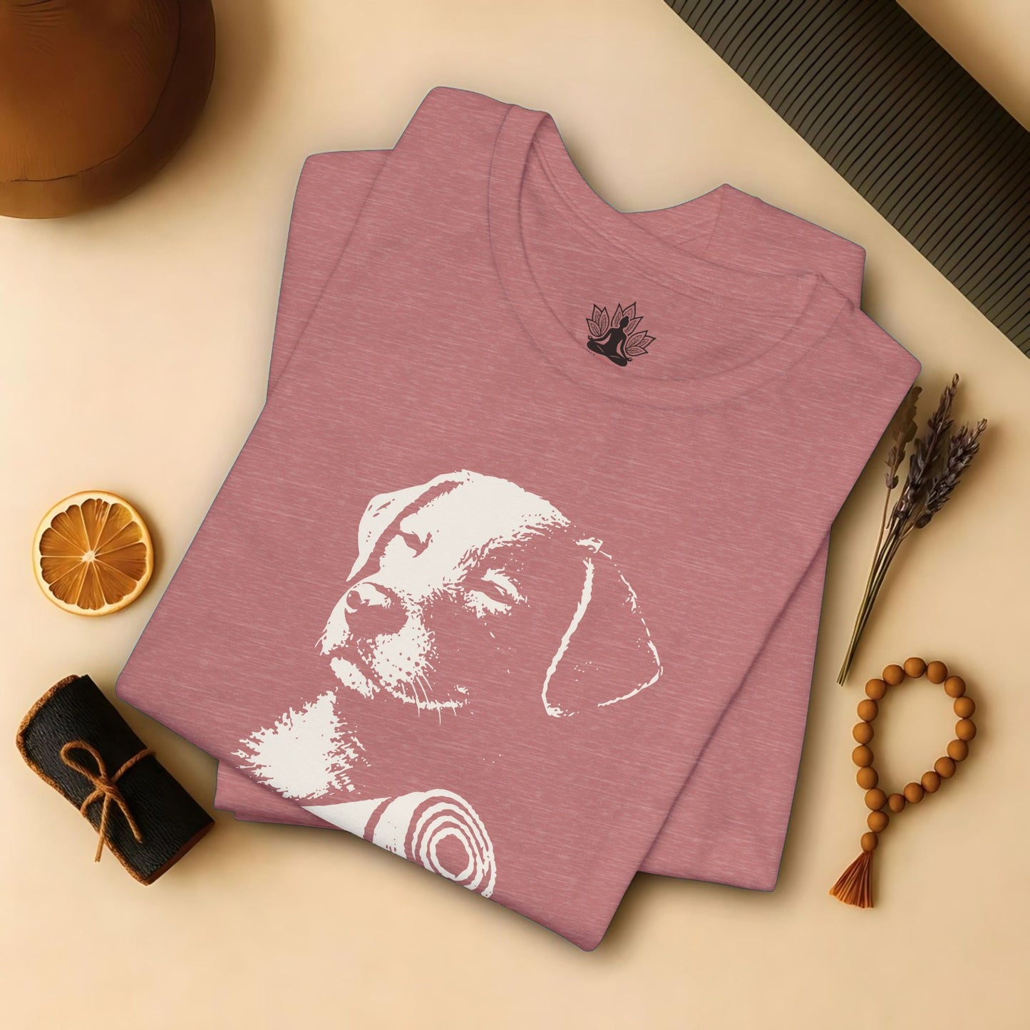 Mindful Dog Shadow Art – Monochrome Yoga Tee