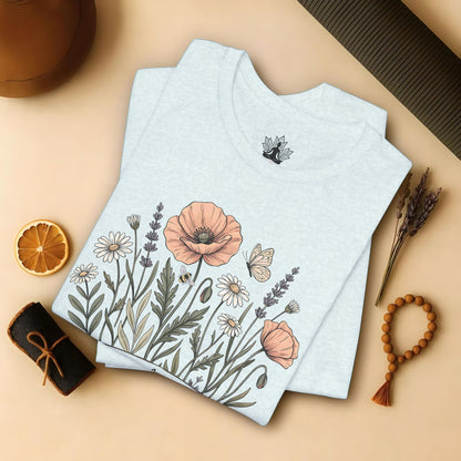 Earth Laughs in Flowers – Mindful Floral Quote Tee