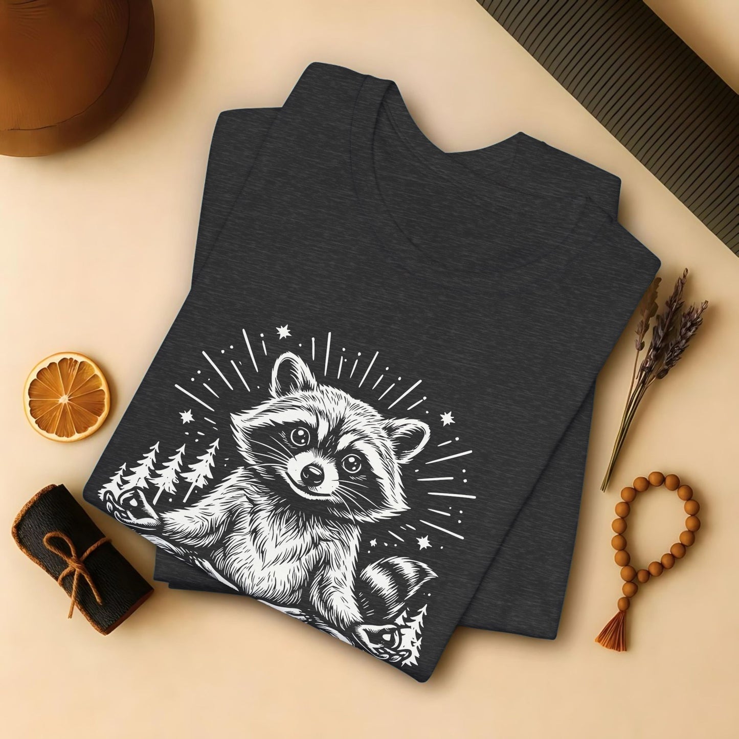 Cute Meditating Raccoon – Animal Spirit Tee