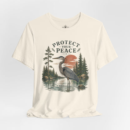 Protect Your Peace Retro Great Blue Heron Tee