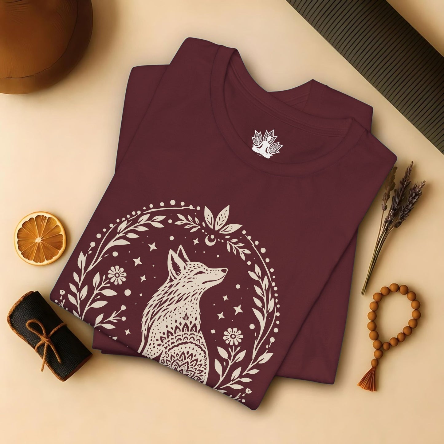 Boho Mandala Fox Linocut Tee