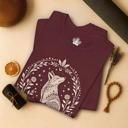 Boho Mandala Fox Linocut Tee