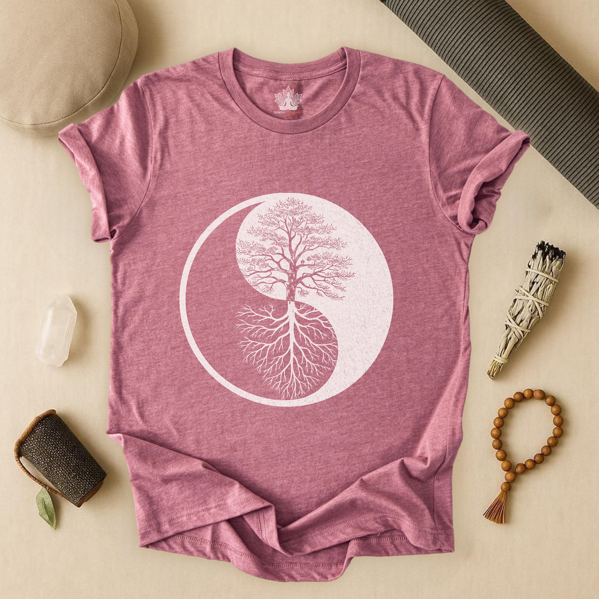 Yin Yang & Tree of Life-T-Shirt da donna, colori a scelta) rosso Yin Yang & Tree of Life-T-Shirt da donna, colori a scelta) rosso