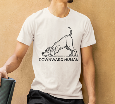 Downward Human – Funny Yoga Dog Vintage Tee