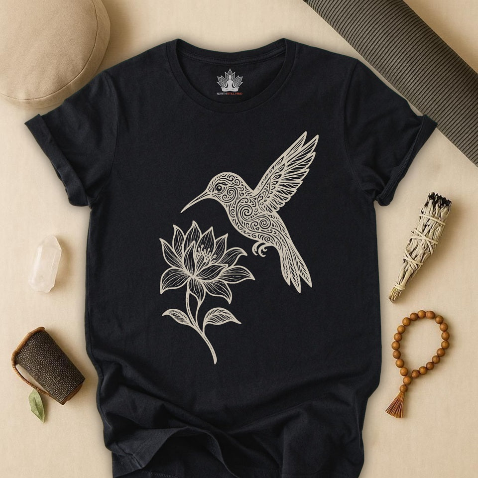 Hummingbird Lotus – Mandala Nature Tee