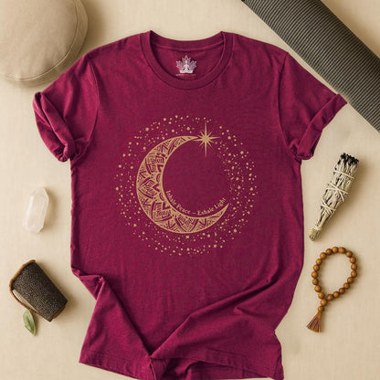 Inhale Peace Exhale Light - Mandala Moon Tee