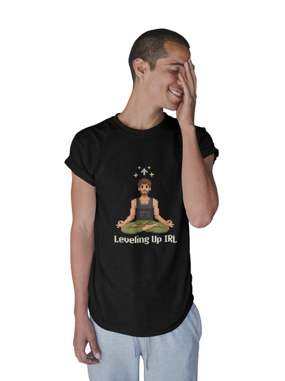 Leveling Up IRL - Pixel Art Yogi Men Tee