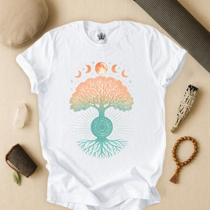 Mystic Roots Rising - Pastel Lunar Mandala Tee
