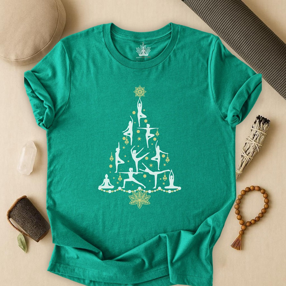 T-shirt de Noël Yoga Poses Christmas Tree – Pleine conscience