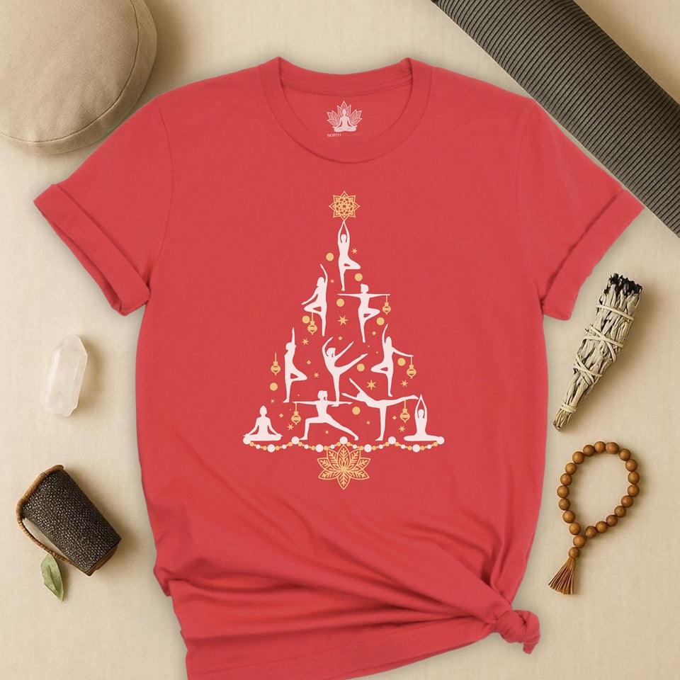 T-shirt de Noël Yoga Poses Christmas Tree – Pleine conscience