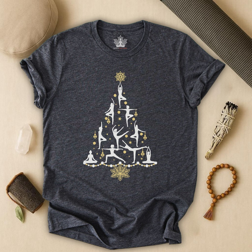 T-shirt de Noël Yoga Poses Christmas Tree – Pleine conscience