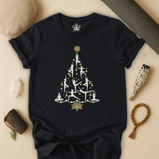 Yoga Poses Christmas Tree – Mindful Holiday Tee