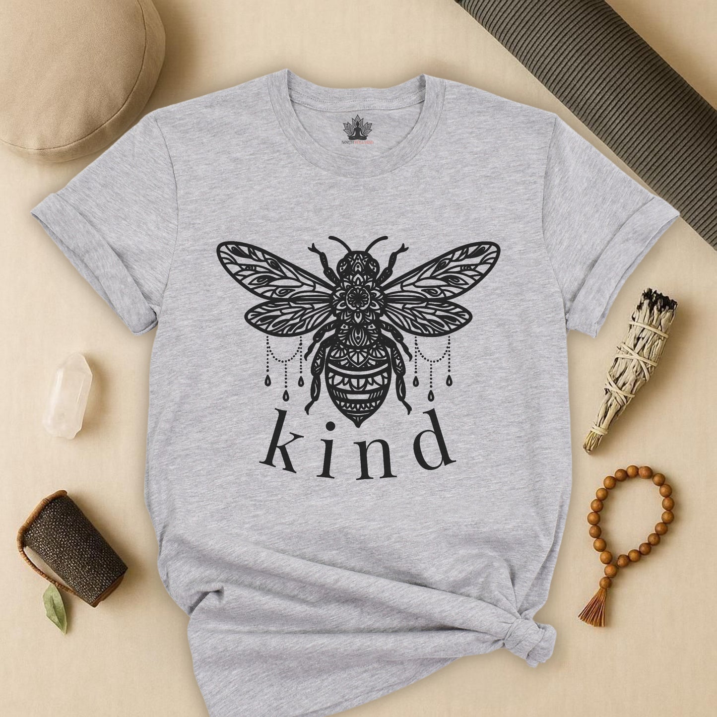 Bee Kind Mandala – Mindful Boho Yoga Tee