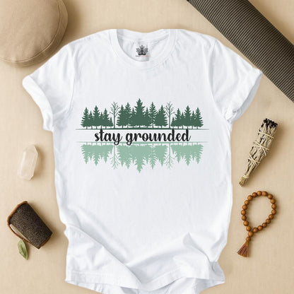 Stay Grounded – Mindful Forest Reflection Tee