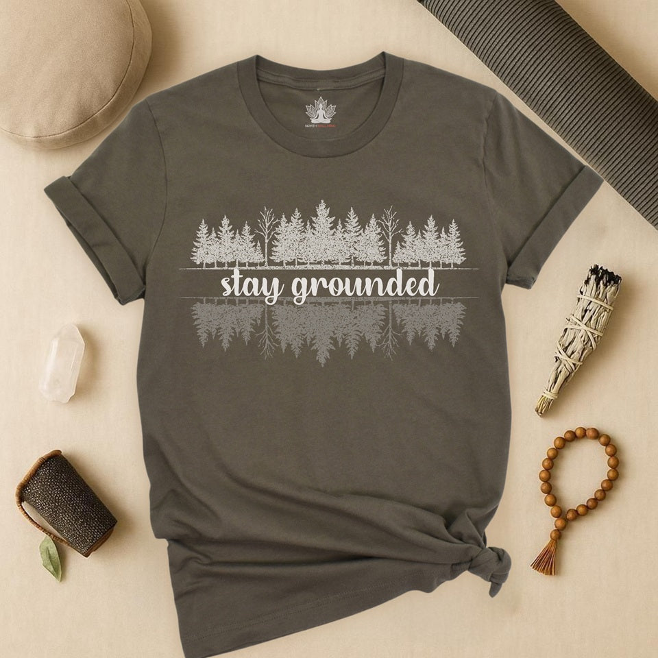 Stay Grounded – Mindful Forest Reflection Tee