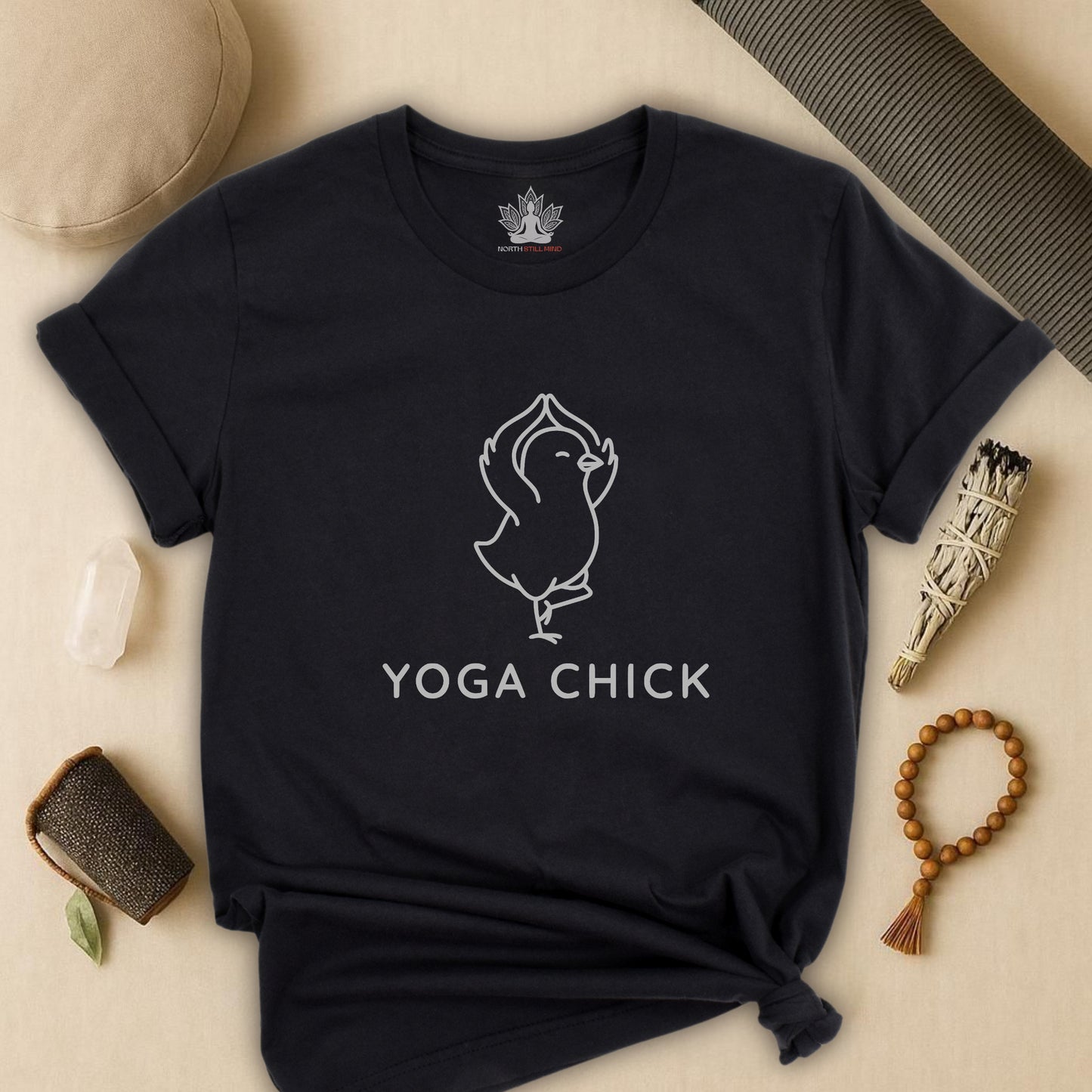 Minimalist Yoga Chick – Cute Mindful Humor Tee