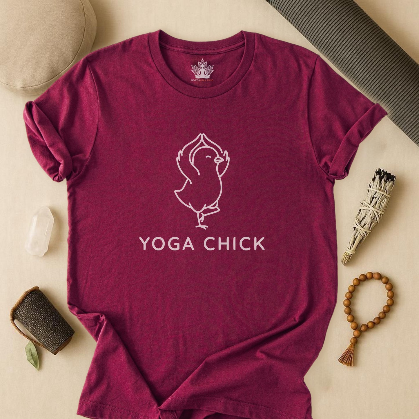 Minimalist Yoga Chick – Cute Mindful Humor Tee