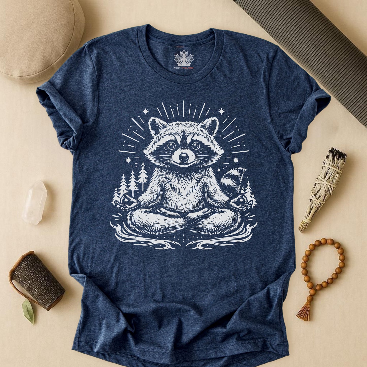 Cute Meditating Raccoon – Animal Spirit Tee